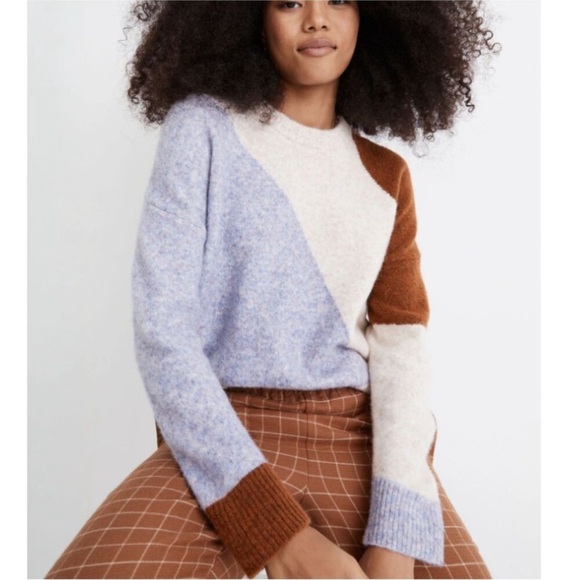Madewell Sweaters - Madewell Crewneck Cedarbrook Colorblock Camel Hair Blend Sweater